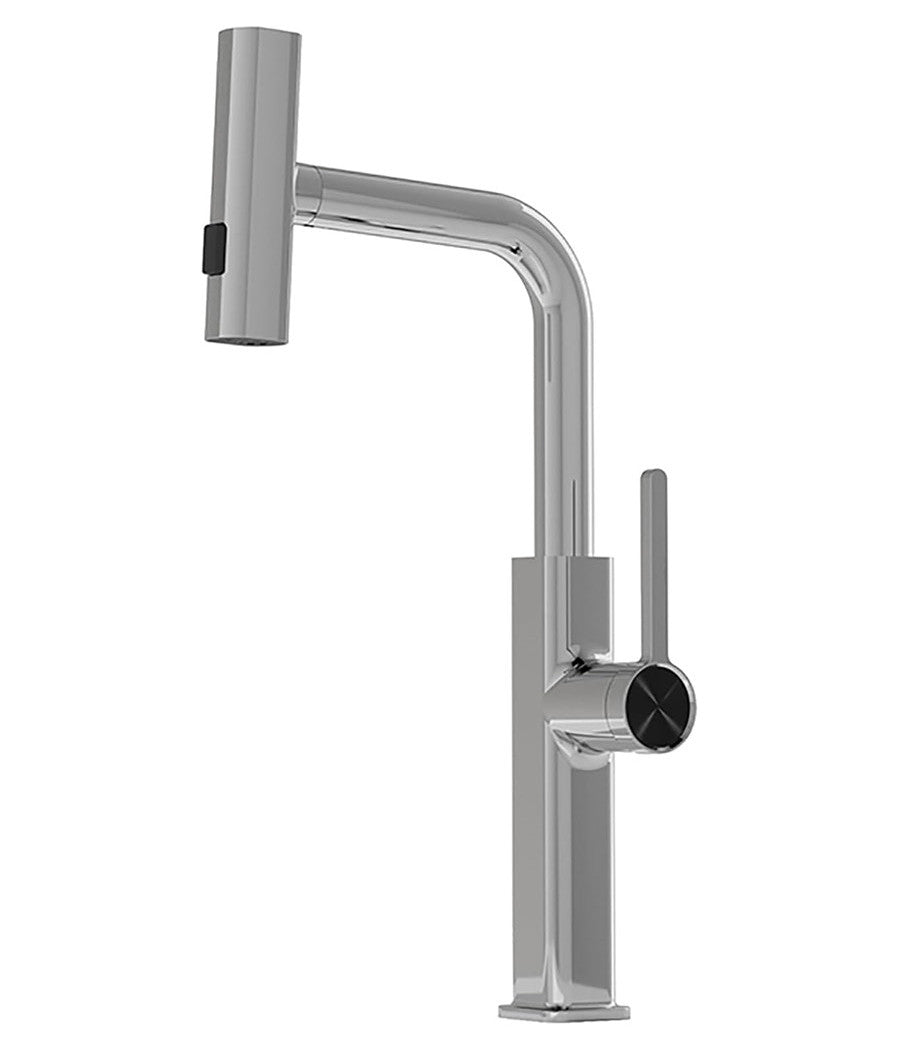 Rubinetto Cucina Estraibile Erogatore Girevole 2 Getti Cromato Miscelatore 87255         