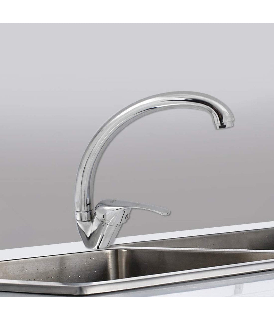 Rubinetto Cucina Lavello Monoforo Miscelatore Orientabile Cromato Satinato 79827         