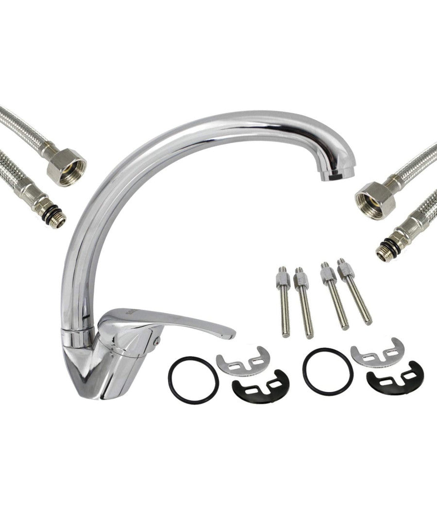 Rubinetto Cucina Lavello Monoforo Miscelatore Orientabile Cromato Satinato 79827         