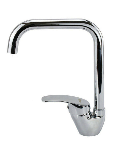 Rubinetto Cucina Miscelatore Lavandino Canna Alta Quadrata Ottone Cromato 69140         