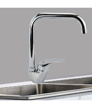 Rubinetto Cucina Miscelatore Lavandino Canna Alta Quadrata Ottone Cromato 69140         