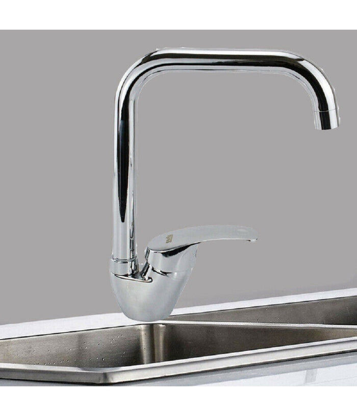 Rubinetto Cucina Miscelatore Lavandino Canna Alta Quadrata Ottone Cromato 69140         