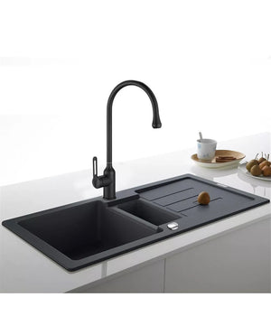 Trade Shop - Rubinetto Cucina Miscelatore Lavello Canna Alta Monocomando Nero Satinato 87254 -