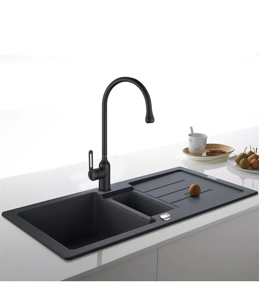 Trade Shop - Rubinetto Cucina Miscelatore Lavello Canna Alta Monocomando Nero Satinato 87254 -