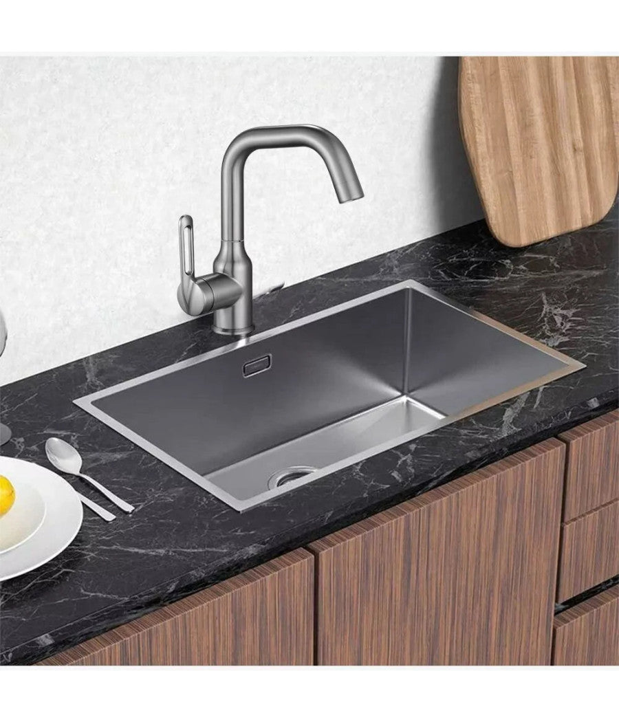 Rubinetto Cucina Monocomando Miscelatore Girevole Lavello Satinato Silver 87259         