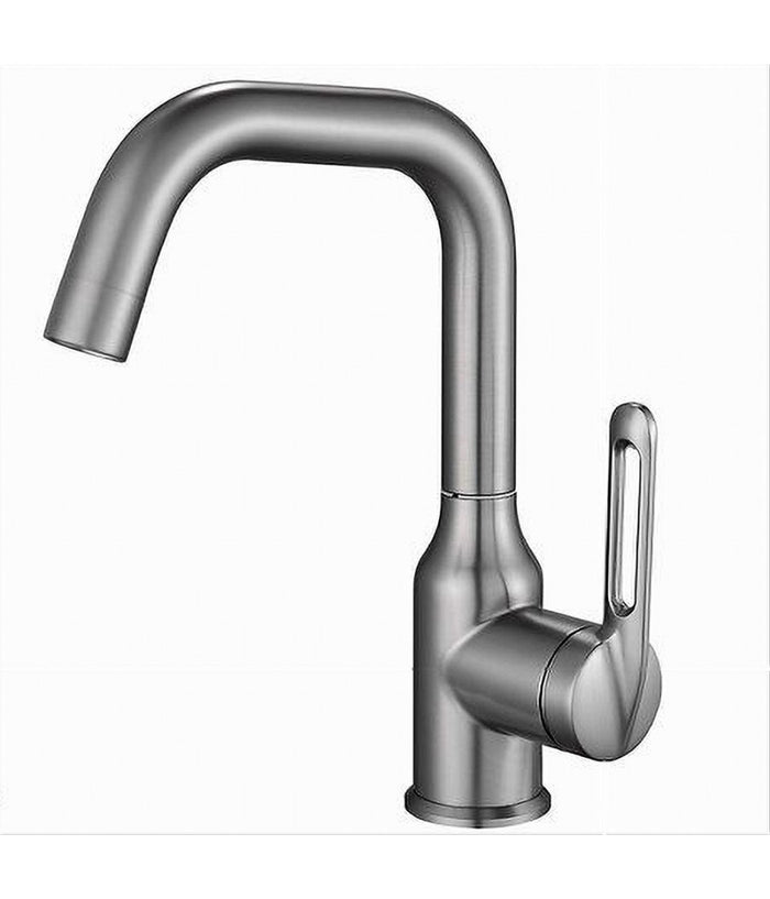 Rubinetto Cucina Monocomando Miscelatore Girevole Lavello Satinato Silver 87259         