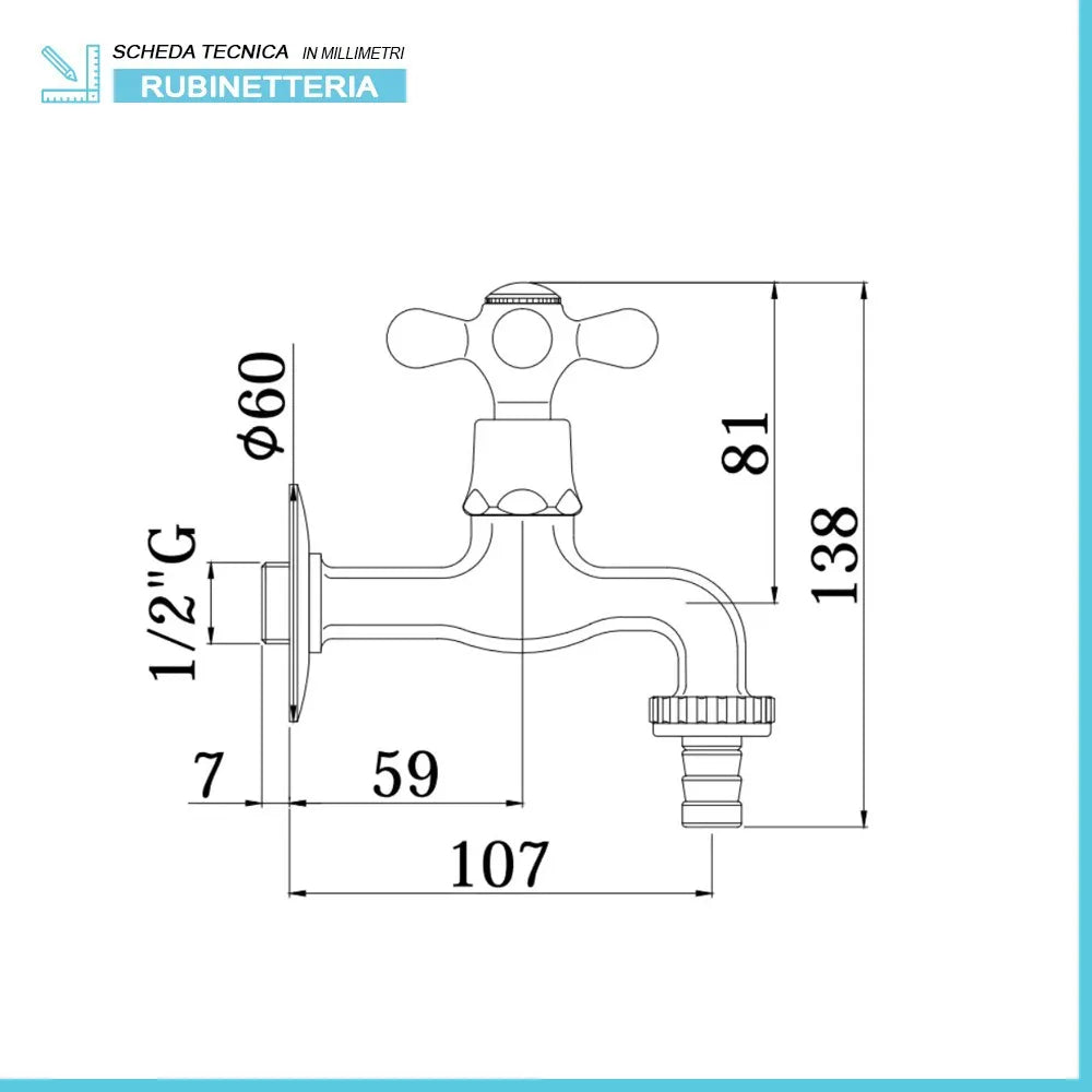 Rubinetto da giardino Paffoni serie Viola con portagomma in ottone cromo