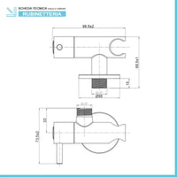 Rubinetto da arresto cromato con supporto doccia dal design tondo