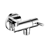 Rubinetto da arresto cromato con supporto doccia dal design tondo