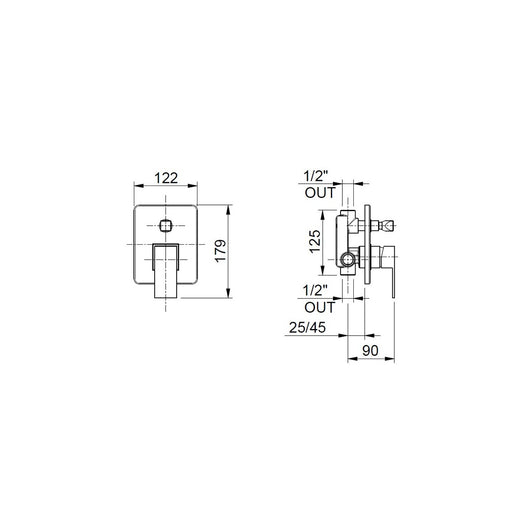 Miscelatore doccia incasso 2 vie automatico manhattan