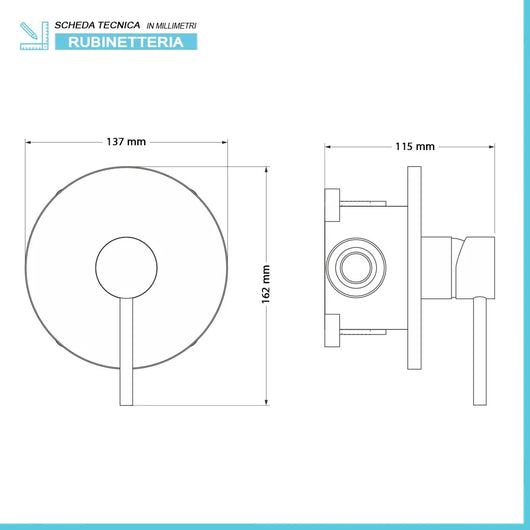 Rubinetto doccia incasso in acciaio inox con corpo incluso Nuego