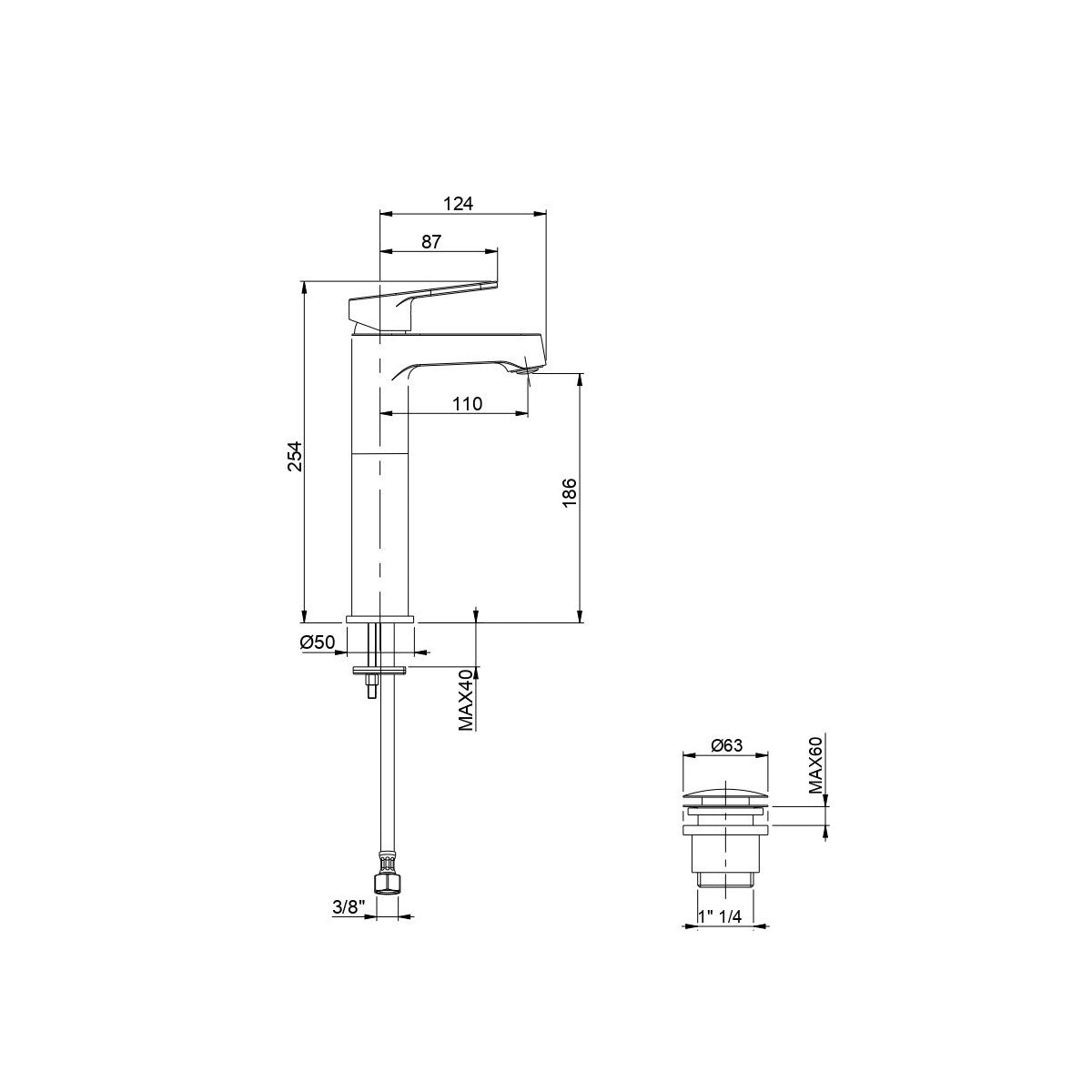 Rubinetto lavabo a canna alta cromatoflash