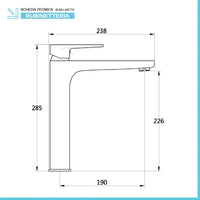 Rubinetto lavabo alto canna lunga cromato serie Erika