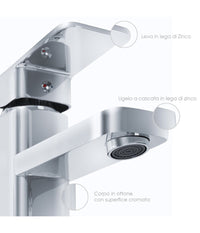 Rubinetto Lavabo Bagno Moderno Miscelatore Lavandino Monocomando Ottone Cromato         
