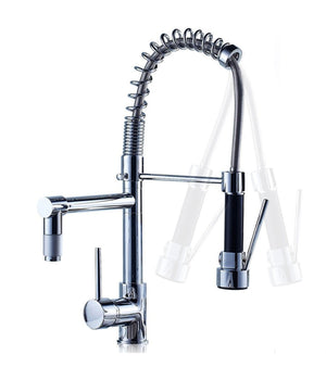 Rubinetto Lavabo Cucina Canna Alta Doppio Miscelatore Monocomando Estraibile         