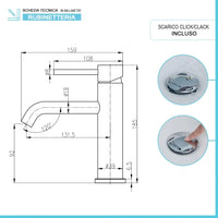Rubinetto lavabo in acciaio inox con scarico click clack Nuego