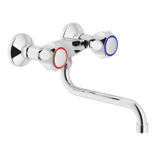 Rubinetto Lavello a Muro con Canna ad S  in Ottone Cromo Serie Fora