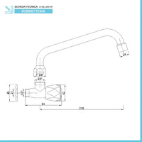 Rubinetto lavello a snodo a muro cromato per cucina e lavanderia