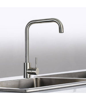 Rubinetto Lavello Cucina Canna Alta Quadrata Miscelatore Ottone Satinato 52813         