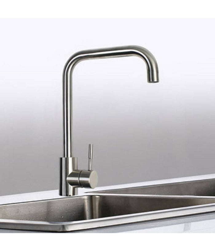 Rubinetto Lavello Cucina Canna Alta Quadrata Miscelatore Ottone Satinato 52813         