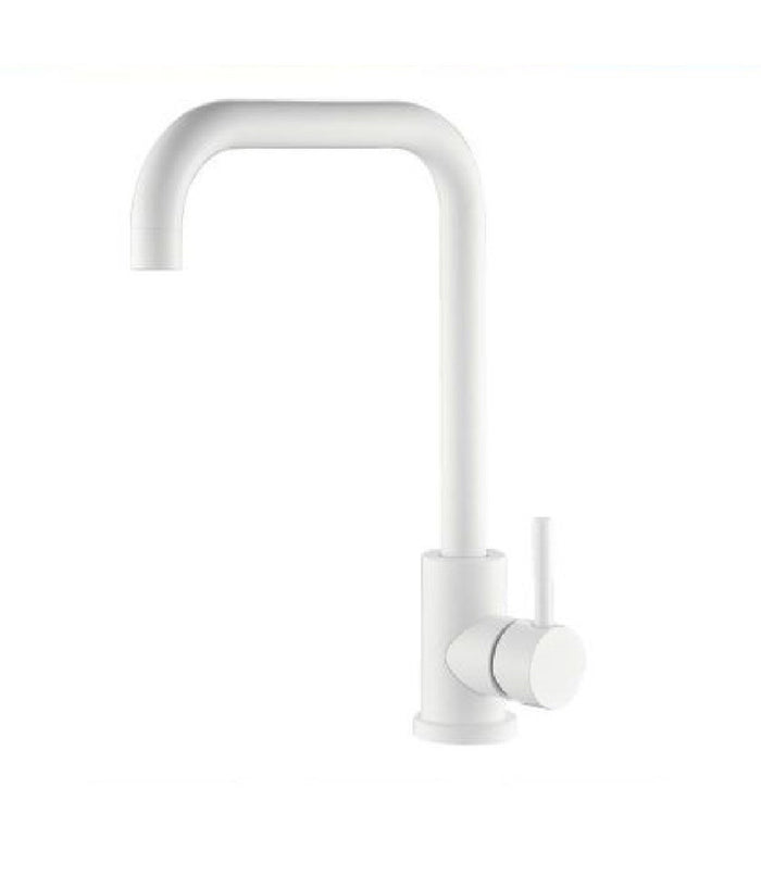 Rubinetto Miscelatore Bianco Per Lavello Da Cucina Satinato A Foro Singolo 79829         