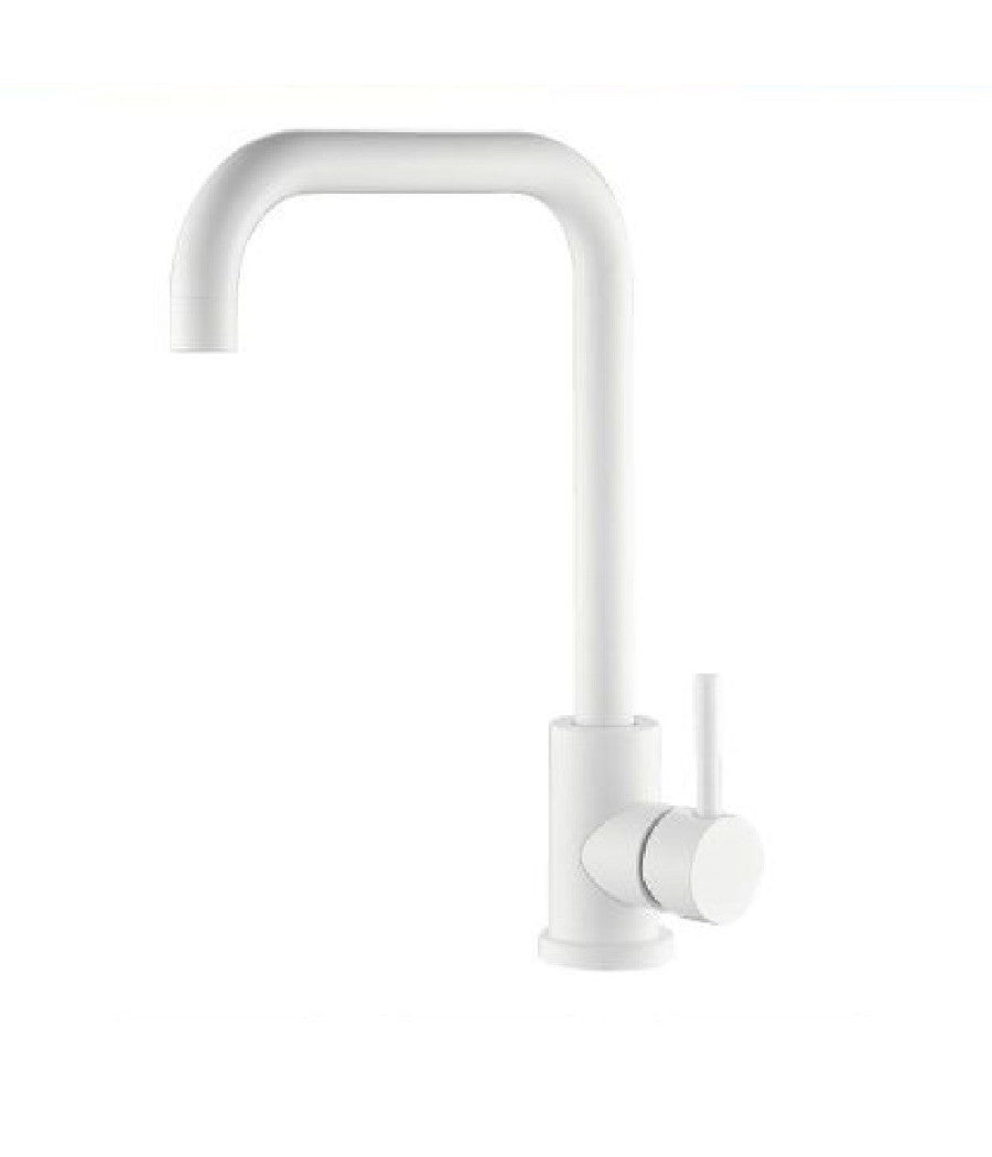 Rubinetto Miscelatore Bianco Per Lavello Da Cucina Satinato A Foro Singolo 79829         