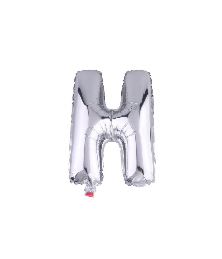 Palloncino Gonfiabile Elio Lettera H Argento 35 Cm Compleanno Festa Party Casa         