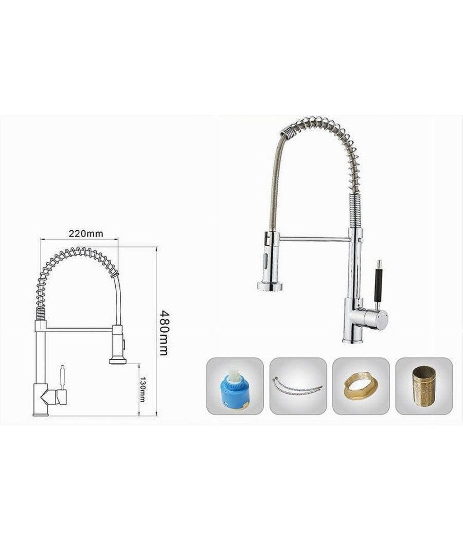 Rubinetto Miscelatore Con Doccetta Lavello Isola Per Cucina Canna Alta 87466         