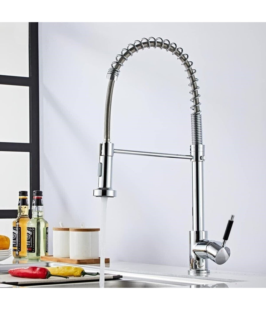 Rubinetto Miscelatore Con Doccetta Lavello Isola Per Cucina Canna Alta 87466         