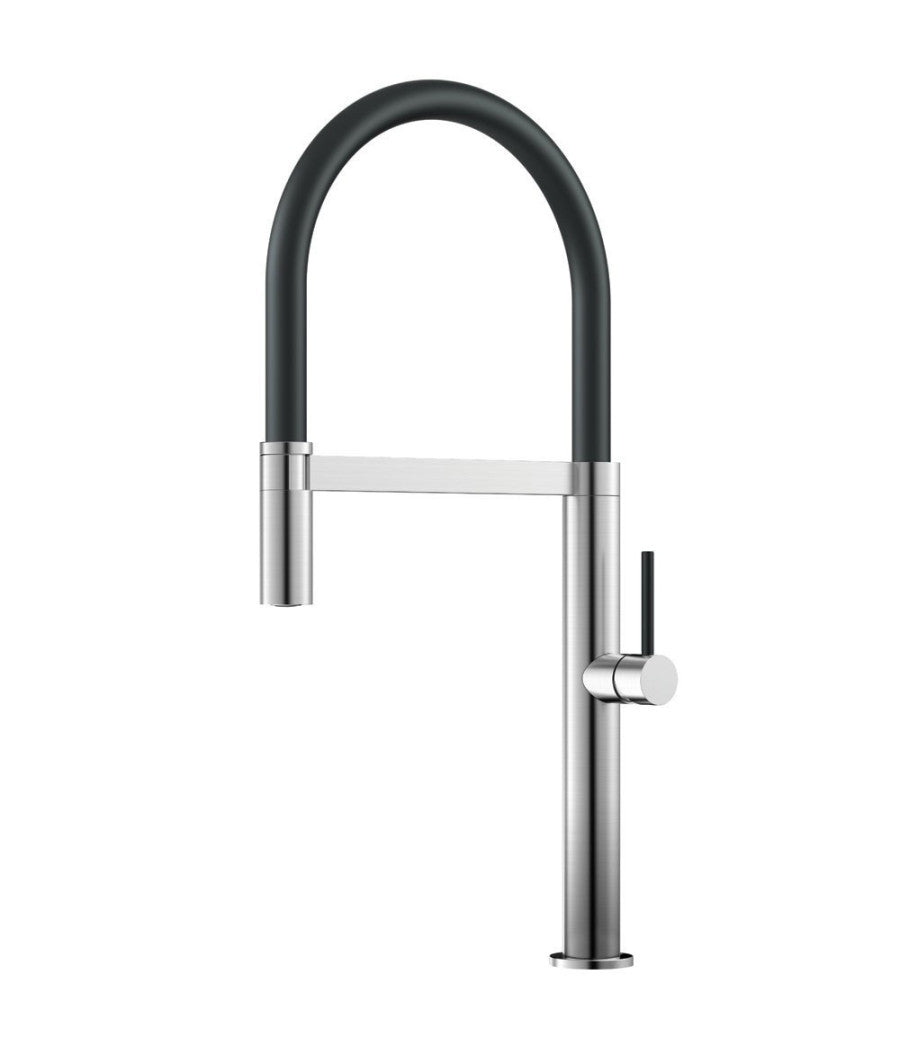 Rubinetto Miscelatore Cucina Acciaio Satinato Nero Flessibile Monocomando 87350         