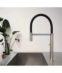 Rubinetto Miscelatore Cucina Acciaio Satinato Nero Flessibile Monocomando 87350         