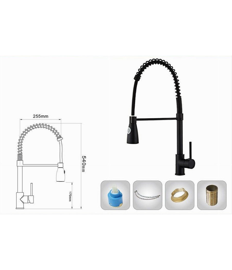 Rubinetto Miscelatore Cucina Con Doccetta A Molla Lavello Isola Canna Alta 87465         