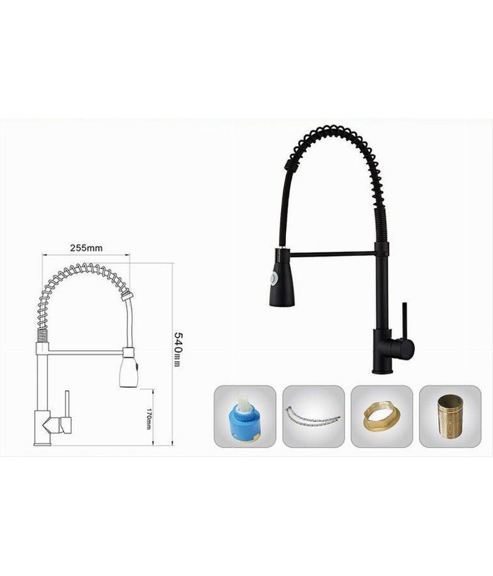 Rubinetto Miscelatore Cucina Con Doccetta A Molla Lavello Isola Canna Alta 87465         