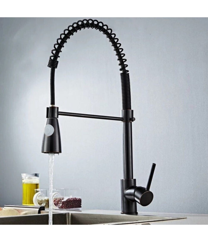 Rubinetto Miscelatore Cucina Con Doccetta A Molla Lavello Isola Canna Alta 87465         