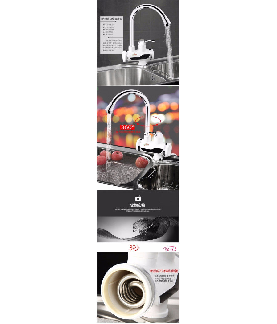 Rubinetto Miscelatore Elettrico Caldaia Acqua Calda Con Spina Cucina Bagno 3000w         