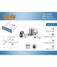 Rubinetto Miscelatore Gruppo Vasca Bagno Cromato Con Attacco Doccia Allure 87113         
