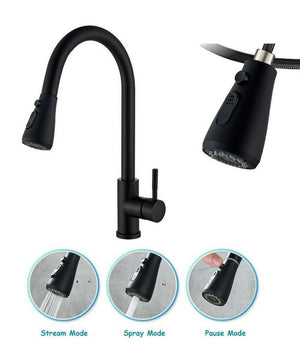 Rubinetto Miscelatore Monocomando Cucina Con Doccetta Estraibile Nero 79571         