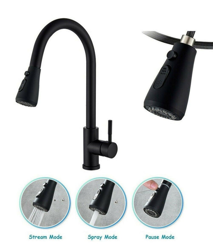 Rubinetto Miscelatore Monocomando Cucina Con Doccetta Estraibile Nero 79571         