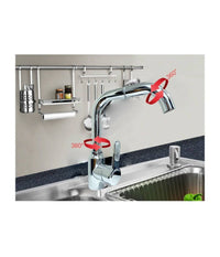 Rubinetto Miscelatore Monocomando Lavello Cucina Canna Alta Rotante Cromato 8702         