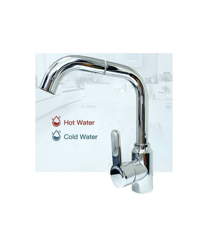 Rubinetto Miscelatore Monocomando Lavello Cucina Canna Alta Rotante Cromato 8702         