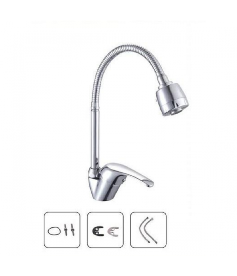 Rubinetto Miscelatore Per Cucina Canna Alta Flessibile Lavello Doccetta 52934         