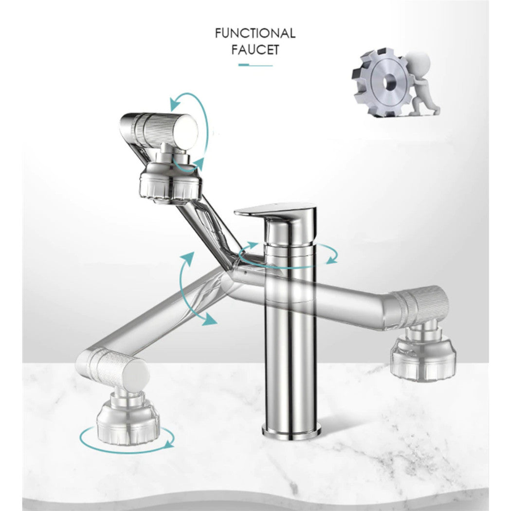 Trade Shop - Rubinetto Miscelatore Per Lavabo Lavandino Girevole 360° Con Doppio Areatore -