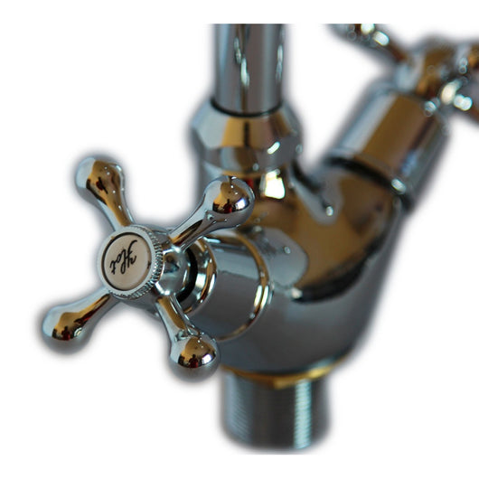 Trade Shop - Rubinetto Miscelatore Per Lavello Cucina A Canna Alta A Croce Comando A Vite -