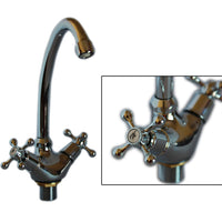 Trade Shop - Rubinetto Miscelatore Per Lavello Cucina A Canna Alta A Croce Comando A Vite -