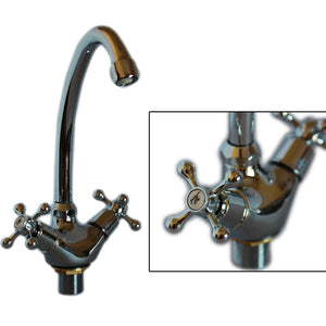 Trade Shop - Rubinetto Miscelatore Per Lavello Cucina A Canna Alta A Croce Comando A Vite -