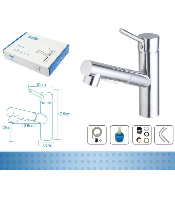 Rubinetto Monocomando Lavello Cucina Con Doccetta Estraibile A Canna Corta Bassa         