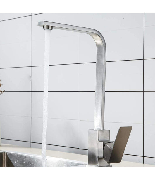 Trade Shop - Rubinetto Monocomando Lavello Cucina Tubo Canna Alta Lunga Quadrata Sail Cube -