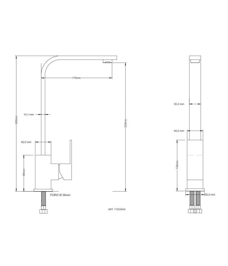 Trade Shop - Rubinetto Monocomando Lavello Cucina Tubo Canna Alta Lunga Quadrata Sail Cube -