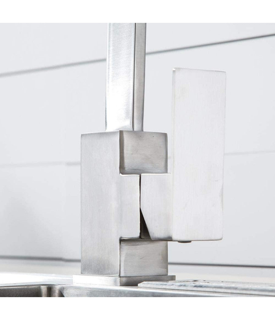 Trade Shop - Rubinetto Monocomando Lavello Cucina Tubo Canna Alta Lunga Quadrata Sail Cube -