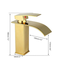 Rubinetto Oro Da Bagno Design Moderno A Cascata Miscelatore Monocomando Dorato         